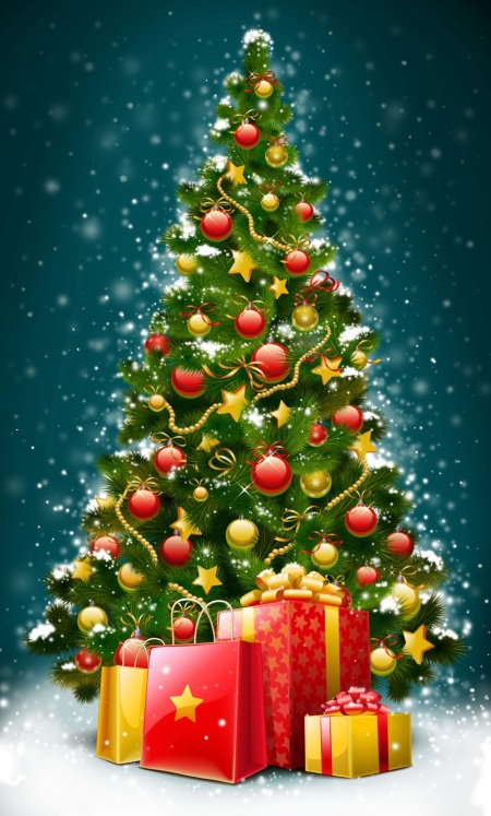 árbol de navidad y regalos